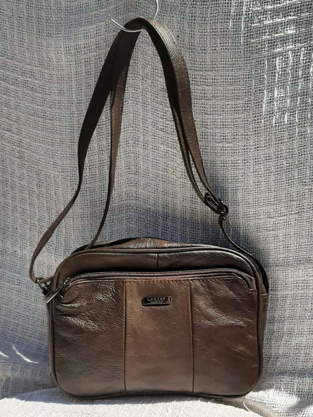 Lorenz Accessories Shoulder Crossbody Bag Faux Brown Leather 9" x 6.5" x 2"